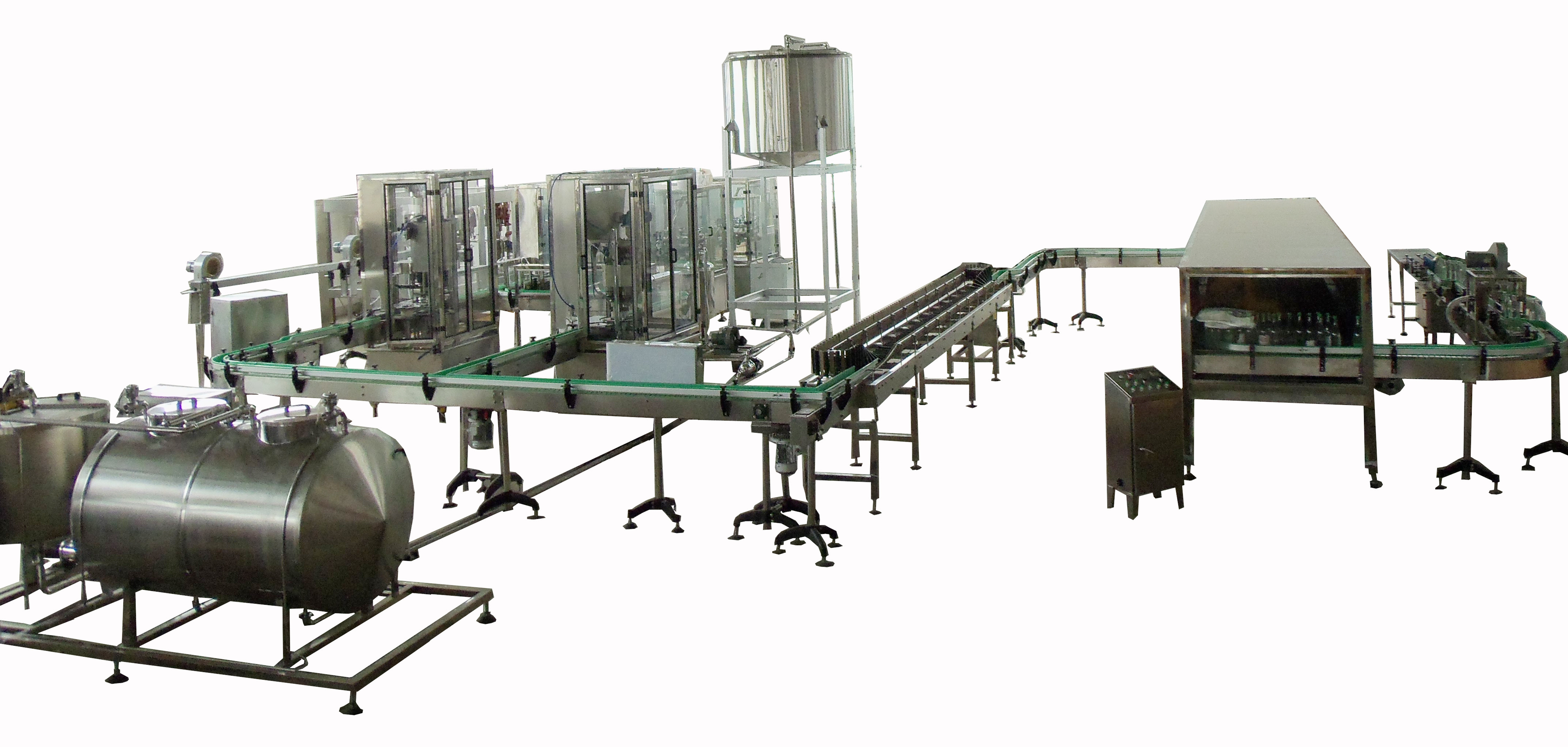 Botella de vidrio que llena la máquina que capsula